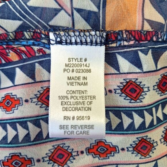 John Paul Richard Boho Bohemian Paisley Peasant Blouse Short Sleeves Sz M - Picture 9 of 11